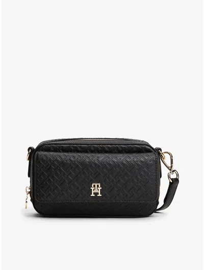 Tommy Hilfiger Embossed Allover Monogram Crossbody Bag In Black