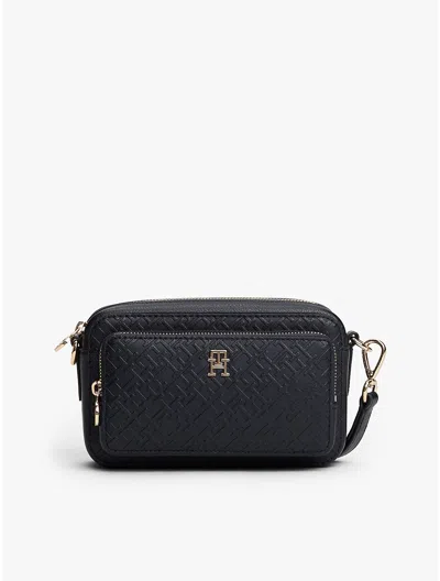 Tommy Hilfiger Embossed Allover Monogram Crossbody Bag In Black