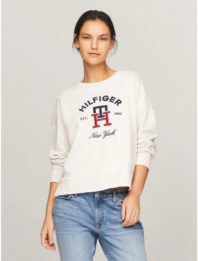 Tommy Hilfiger Embroidered Arch Logo Sweatshirt In Weathered White