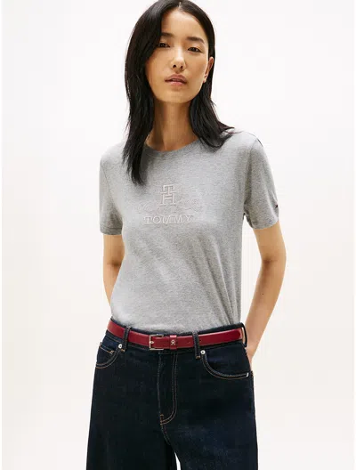 Tommy Hilfiger Embroidered Crest Banner Logo T In Gray