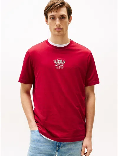 Tommy Hilfiger Embroidered Crest Logo T In Medium Red