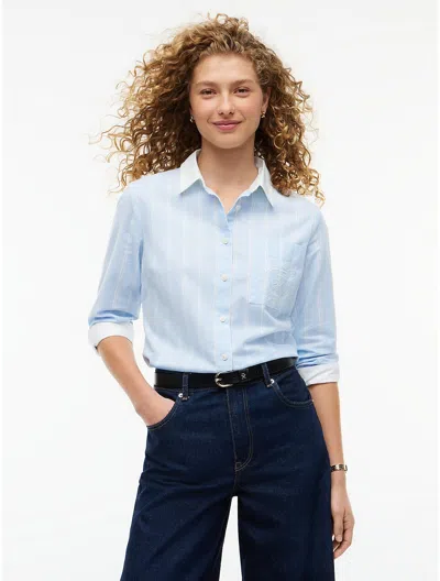 Tommy Hilfiger Embroidered Crest Striped Oxford Shirt In Blue