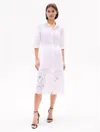 Tommy Hilfiger Embroidered Eyelet Midi Shirtdress In Optic White