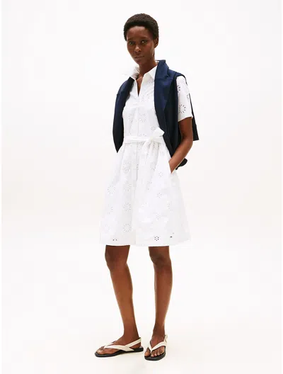 Tommy Hilfiger Embroidered Eyelet Shirtdress