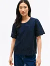 Tommy Hilfiger Embroidered Eyelet Top In Navy