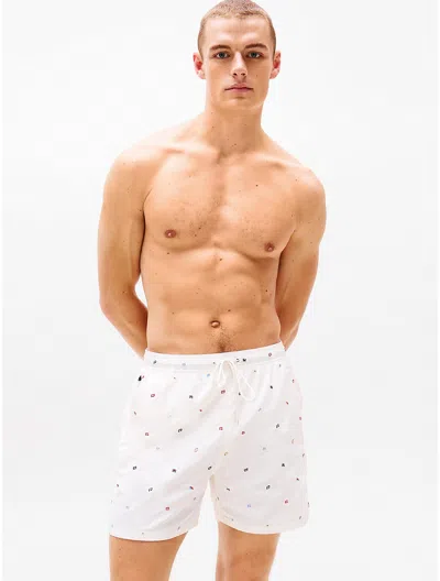 Tommy Hilfiger Embroidered Flag 7" Swim Trunk In Flag Critter Ivory Silk