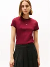 Tommy Hilfiger Embroidered Flag Crewneck T In Red