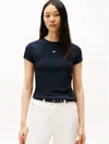 Tommy Hilfiger Embroidered Flag Crewneck T In Blue