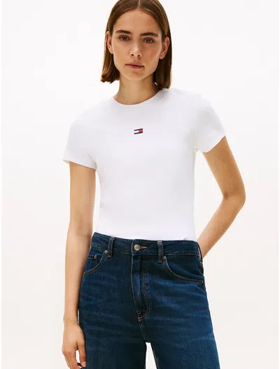 Tommy Hilfiger Embroidered Flag Crewneck T In White