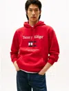 Tommy Hilfiger Embroidered Flag Logo Flex Fleece Hoodie In Red