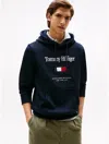 Tommy Hilfiger Embroidered Flag Logo Flex Fleece Hoodie In Blue