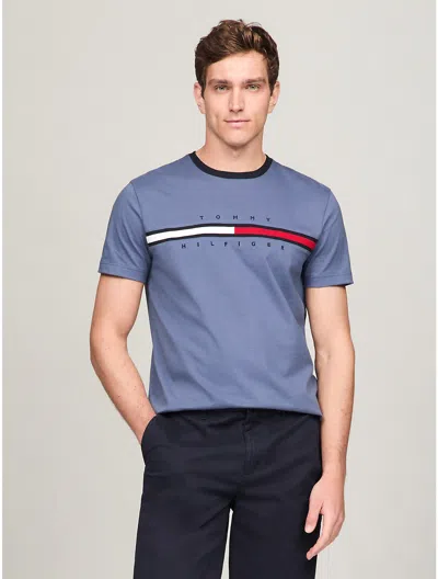 Tommy Hilfiger Embroidered Flag Logo T In Bank Blue
