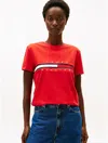 Tommy Hilfiger Embroidered Flag Stripe Logo T In Red