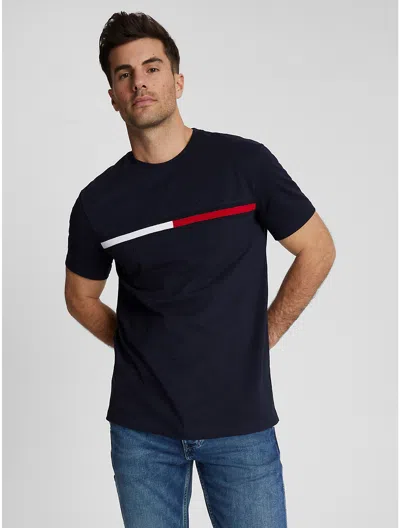 Tommy Hilfiger Embroidered Flag Stripe Logo T In Navy