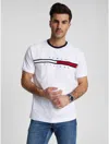 Tommy Hilfiger Embroidered Flag Stripe Logo T In Optic White