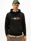 Tommy Hilfiger Embroidered Gold Logo Hoodie In Black