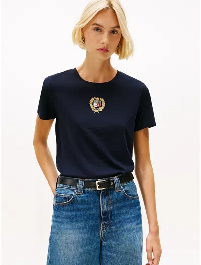 Tommy Hilfiger Embroidered Laurel Leaf Logo T In Blue