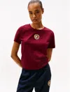 Tommy Hilfiger Embroidered Laurel Leaf Logo T In Burgundy