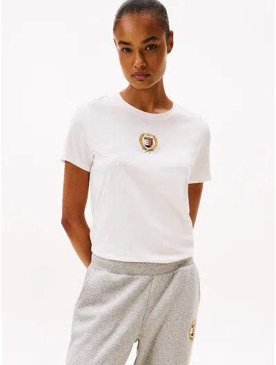 Tommy Hilfiger Embroidered Laurel Leaf Logo T In White