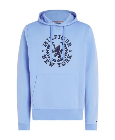 Tommy Hilfiger Embroidered-logo Cotton Hoodie In Blue