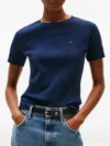 Tommy Hilfiger Embroidered-logo Cotton T-shirt In Blue