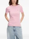 Tommy Hilfiger Embroidered-logo Cotton T-shirt In Pink