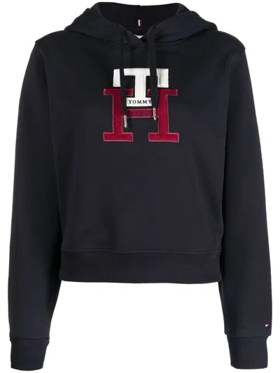Tommy Hilfiger Embroidered-logo Detail Hoodie In Blue