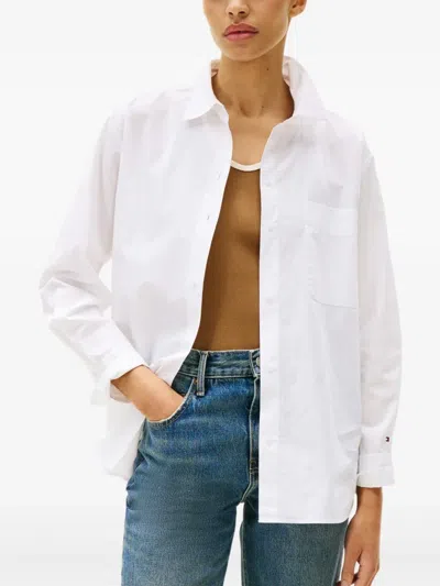 Tommy Hilfiger Embroidered-logo Flag Shirt In White