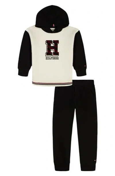 Tommy Hilfiger Kids'  Embroidered Logo Fleece Hoodie & Joggers Set In Black