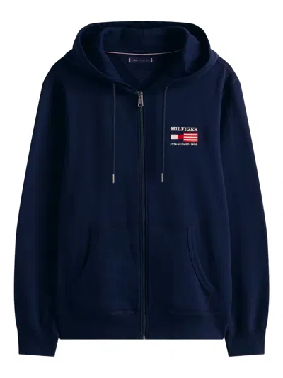 Tommy Hilfiger Americana Zip Through Hoody Clothing In Blue