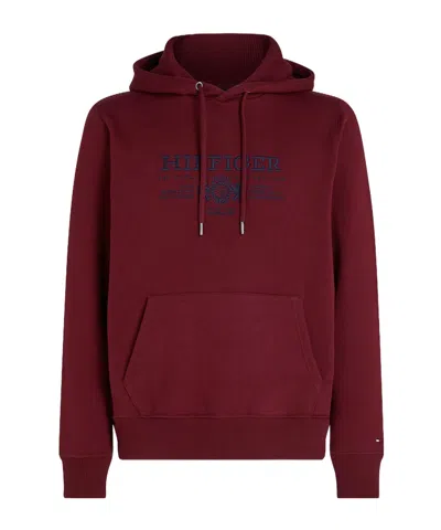 Tommy Hilfiger Embroidered-logo Hoodie In Brown