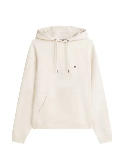 Tommy Hilfiger Back Flag Logo Pullover Hoodie In White