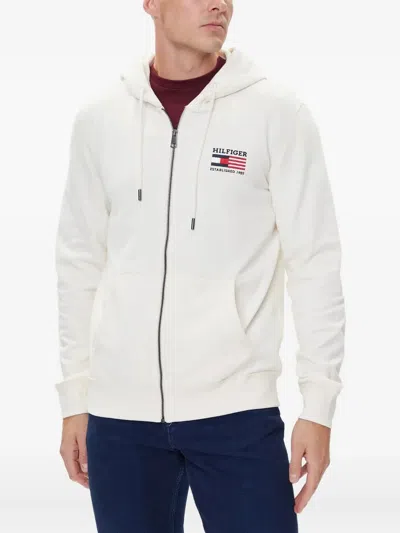 Tommy Hilfiger Embroidered-logo Hoodie In White