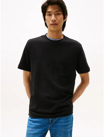 Tommy Hilfiger Embroidered Logo Interlock T In Black