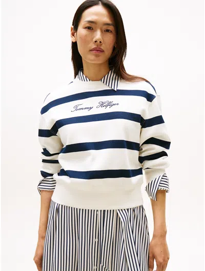 Tommy Hilfiger Embroidered Logo Pique Sweatshirt In Multi