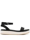Tommy Hilfiger Embroidered-logo Platform Sandals In Black