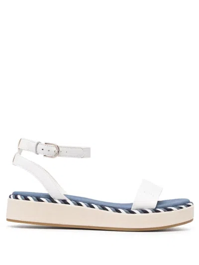 Tommy Hilfiger Embroidered-logo Platform Sandals In White