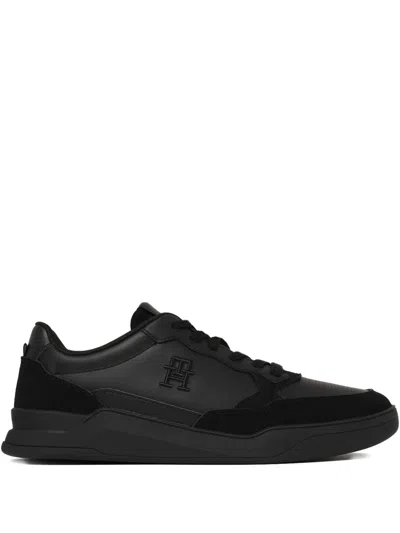 Tommy Hilfiger Embroidered-logo Sneakers In Black