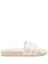 Tommy Hilfiger Embroidered-logo Stripe-detail Slides In Neutrals