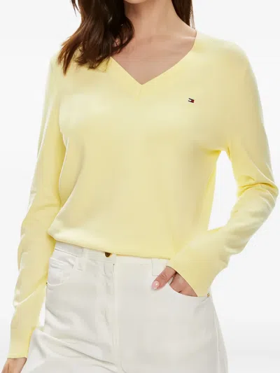 Tommy Hilfiger Embroidered-logo Sweater In Yellow