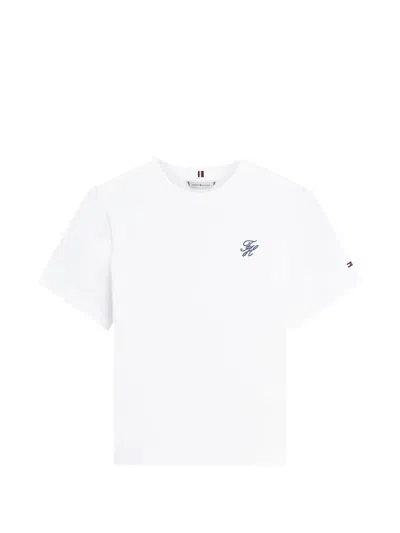 Tommy Hilfiger Embroidered-logo T-shirt In White
