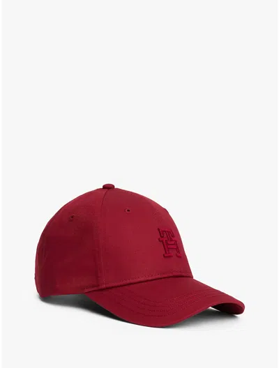 Tommy Hilfiger Embroidered Monogram Baseball Cap In Red