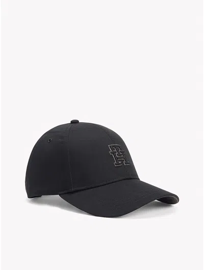 Tommy Hilfiger Embroidered Monogram Baseball Cap In Deep Black