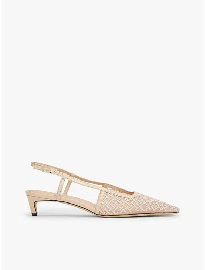Tommy Hilfiger Embroidered Monogram Heeled Slingback