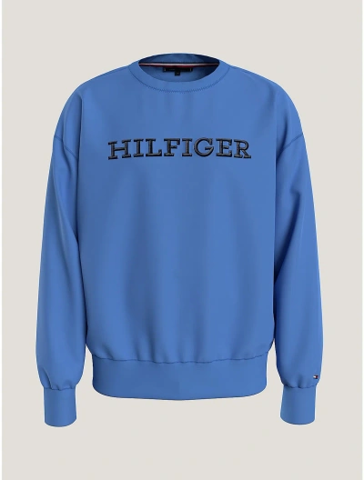 Tommy Hilfiger Embroidered Monotype Crewneck In Blue Spell