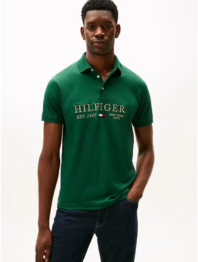 Tommy Hilfiger Embroidered Monotype Logo Interlock Polo In Green