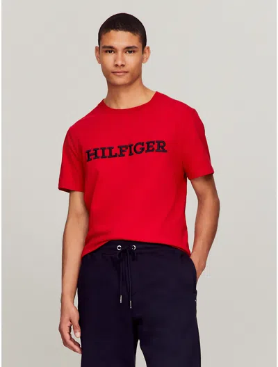 Tommy Hilfiger Embroidered Monotype Logo T In Primary Red