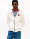 Tommy Hilfiger Embroidered Monotype Logo Zip Hoodie In Neutral