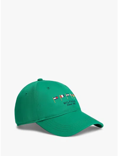 Tommy Hilfiger Embroidered Nautical Flag Baseball Cap In Green