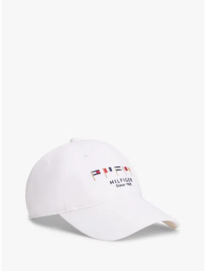 Tommy Hilfiger Embroidered Nautical Flag Baseball Cap In White